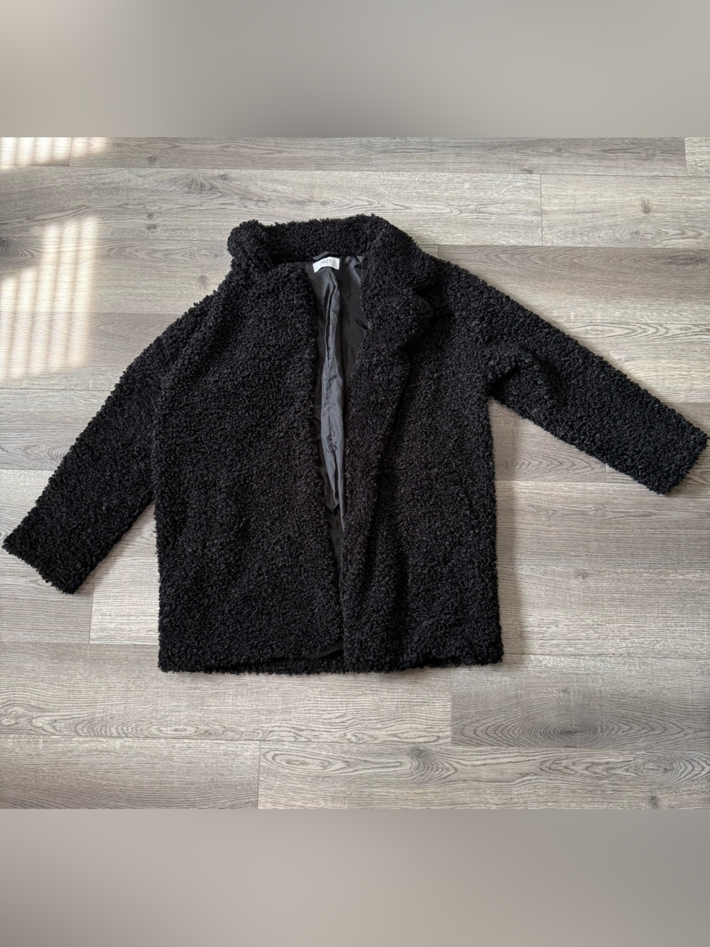 Suzy Shier Black Teddy Faux-Shearling Coat